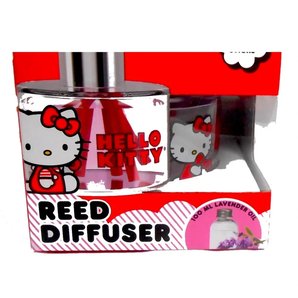Hello Kitty Reed Diffuser Lavender Scent with Glass Bottle, Oil, 5 Reed Sticks